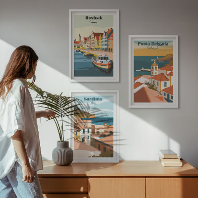 Set di quadri incorniciati Vedute di città costiere europee
