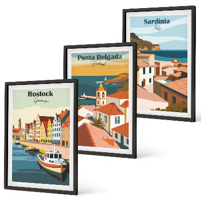 Set di quadri incorniciati Vedute di città costiere europee
