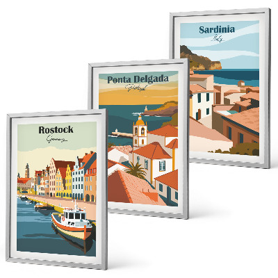 Set di quadri incorniciati Vedute di città costiere europee