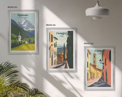 Set di 3 quadri Paesaggi montani e Italia
