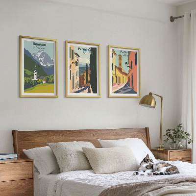 Set di 3 quadri Paesaggi montani e Italia