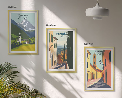 Set di 3 quadri Paesaggi montani e Italia
