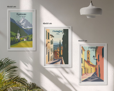 Set di 3 quadri Paesaggi montani e Italia