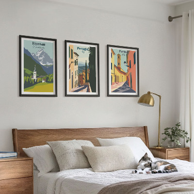 Set di 3 quadri Paesaggi montani e Italia
