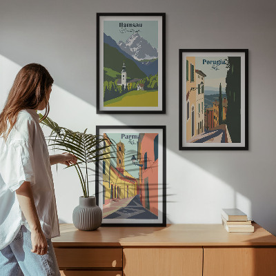 Set di 3 quadri Paesaggi montani e Italia