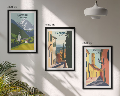 Set di 3 quadri Paesaggi montani e Italia