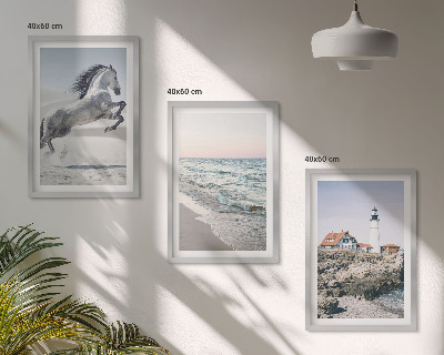 Set di quadri incorniciati Spiaggia dei cavalli, faro, onde