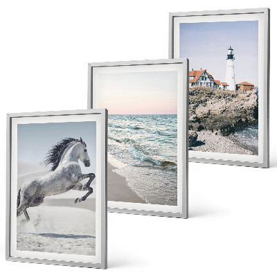 Set di quadri incorniciati Spiaggia dei cavalli, faro, onde