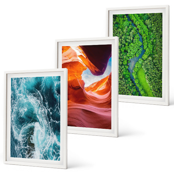 Set di 3 quadri movimento dell'acqua canyon foresta verde