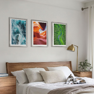 Set di 3 quadri movimento dell'acqua canyon foresta verde