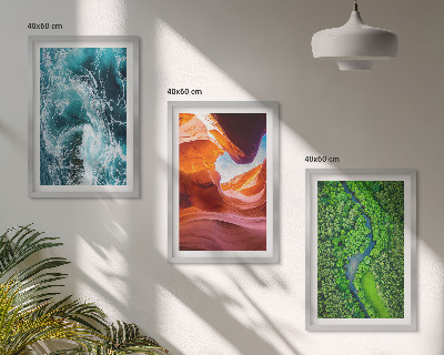 Set di 3 quadri movimento dell'acqua canyon foresta verde