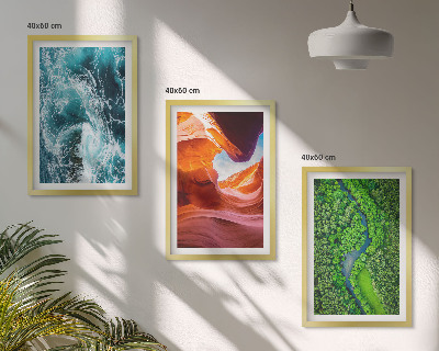 Set di 3 quadri movimento dell'acqua canyon foresta verde