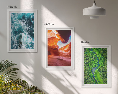Set di 3 quadri movimento dell'acqua canyon foresta verde