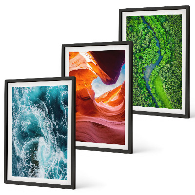 Set di 3 quadri movimento dell'acqua canyon foresta verde