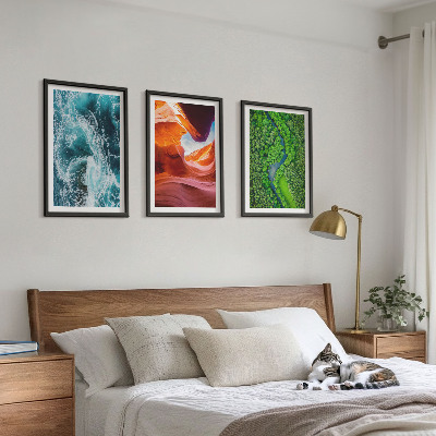 Set di 3 quadri movimento dell'acqua canyon foresta verde