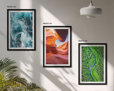 Set di 3 quadri movimento dell'acqua canyon foresta verde