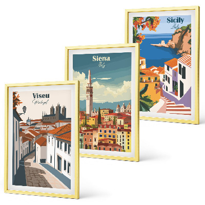 Composizione di quadri Illustrazioni in stile retrò di città del mondo