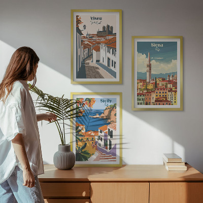 Composizione di quadri Illustrazioni in stile retrò di città del mondo