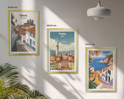 Composizione di quadri Illustrazioni in stile retrò di città del mondo