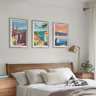 Set di quadri incorniciati con paesaggi urbani italiani