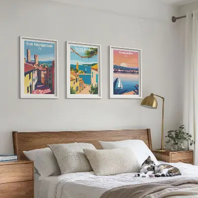 Set di quadri incorniciati con paesaggi urbani italiani