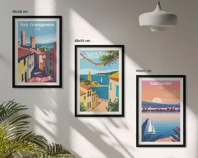 Set di quadri incorniciati con paesaggi urbani italiani
