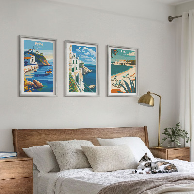 Set di 3 quadri Paesaggi costieri del turismo