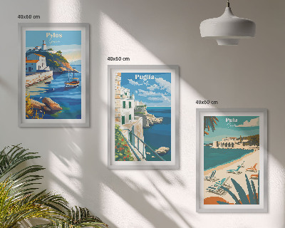 Set di 3 quadri Paesaggi costieri del turismo