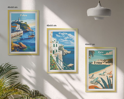 Set di 3 quadri Paesaggi costieri del turismo