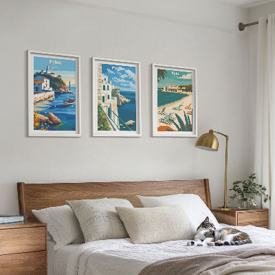 Set di 3 quadri Paesaggi costieri del turismo