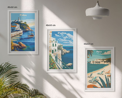 Set di 3 quadri Paesaggi costieri del turismo