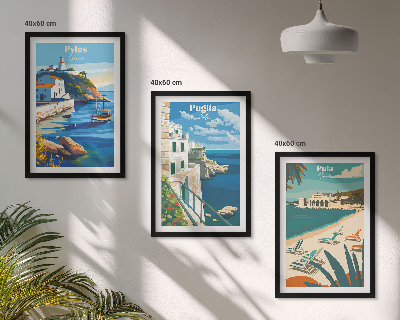 Set di 3 quadri Paesaggi costieri del turismo