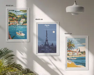 Composizione di quadri con città costiere e architettura