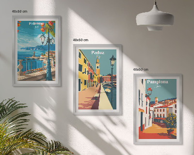 Set di quadri incorniciati Illustrazioni di città in stile retrò