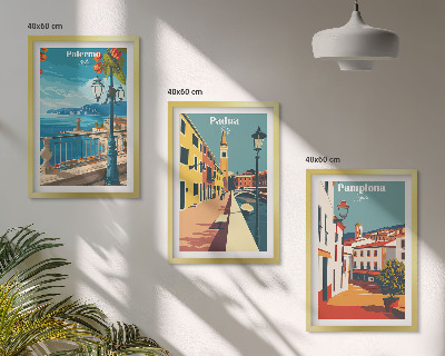 Set di quadri incorniciati Illustrazioni di città in stile retrò