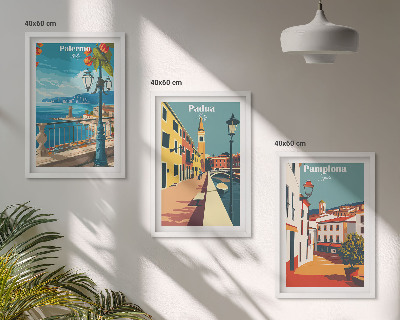 Set di quadri incorniciati Illustrazioni di città in stile retrò
