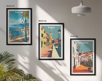 Set di quadri incorniciati Illustrazioni di città in stile retrò