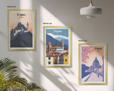 Set di quadri incorniciati Architettura montana, illustrazioni retrò