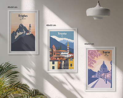Set di quadri incorniciati Architettura montana, illustrazioni retrò