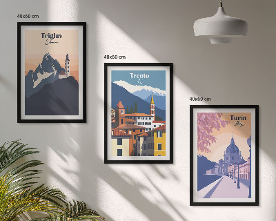 Set di quadri incorniciati Architettura montana, illustrazioni retrò