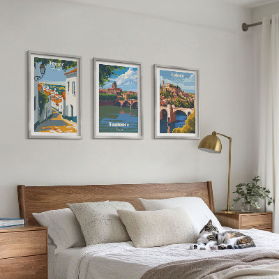 Set di 3 quadri Grafica urbana in stile retrò