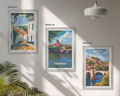 Set di 3 quadri Grafica urbana in stile retrò