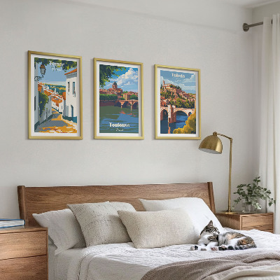Set di 3 quadri Grafica urbana in stile retrò