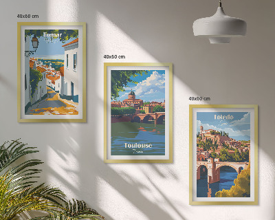 Set di 3 quadri Grafica urbana in stile retrò