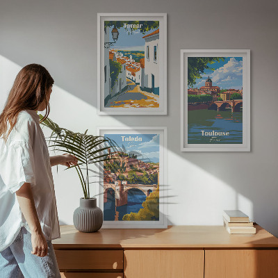 Set di 3 quadri Grafica urbana in stile retrò