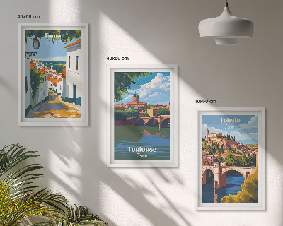 Set di 3 quadri Grafica urbana in stile retrò