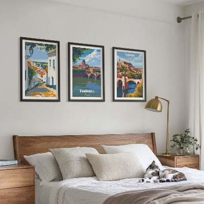 Set di 3 quadri Grafica urbana in stile retrò