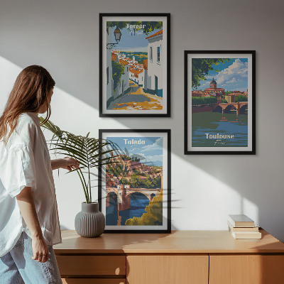 Set di 3 quadri Grafica urbana in stile retrò