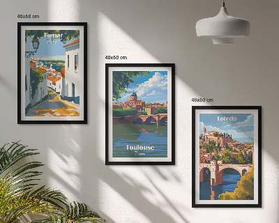 Set di 3 quadri Grafica urbana in stile retrò