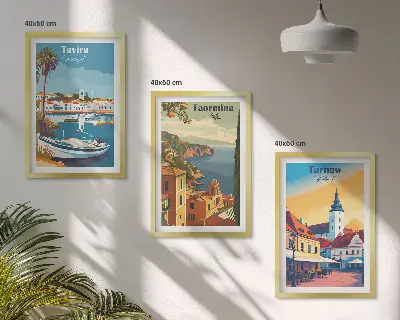 Composizione di quadri con vedute di città costiere